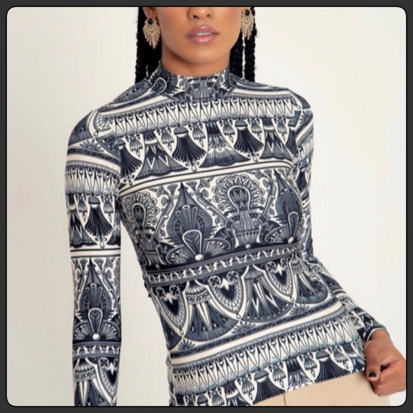 Blackmilk ART DECO HIGH NECK LONG SLEEVE TOP - LIMITED - Picture 7 of 11